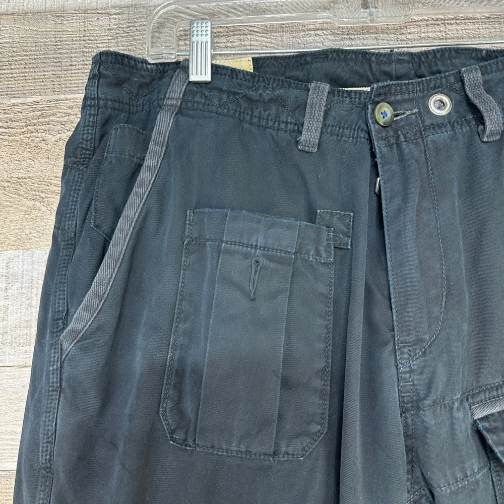 VTG Polo Ralph Lauren 381 Blecker Black Cargo Workpants‎ Flannel-lined Hem Sz 38